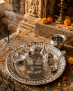 Shubh Labh Pooja Thali Set with Kalash, Diya, Bell, Incense Holder and Spoon - Image 5
