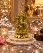 Brass Ganpati Idol on Lotus Base for Pooja & Gifting - Image 2