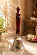 Brass Pooja Bell with Brown Wooden Handle - Image 7