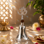 Silver Om Rudraksha Pooja Bell / Om Aarti Ghanti for Home Mandir