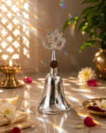 Silver Om Rudraksha Pooja Bell / Om Aarti Ghanti for Home Mandir