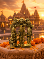 Brass Ram Darbar Idol with Lord Ram, Sita, Lakshman and Hanuman - Image 5