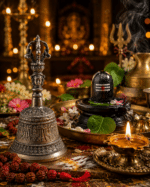 Antique Finish Brass Temple Bell with Deity Handle - Image 5