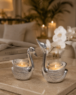 Silver Swan Tealight Candle Holder Pair - Image 5
