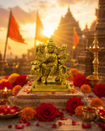 Brass Goddess Durga Idol on Lion / Sherawali Mata Murti - Image 11