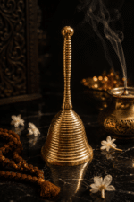 Heavy Engraved Brass Pooja Bell with Floral Design - Image 3