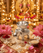 Silver Elephant Diya / Tealight Candle Holder for Home Décor and Pooja