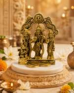 Premium Brass Ram Darbar Idol with Decorative Temple Arch - Image 6