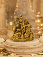 Brass Shiv Parivar Idol with Shiva, Parvati, Ganesh, Kartikeya and Nandi - Image 9