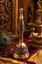 Multicolour Peacock Brass Pooja Bell - Image 7