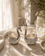 Silver Swan Tealight Candle Holder Pair - Image 7