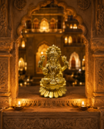 Brass Goddess Lakshmi Idol on Lotus Base - Image 6