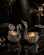 Silver Swan Tealight Candle Holder Pair - Image 3
