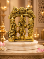 Brass Ram Darbar Idol with Lord Ram, Sita, Lakshman and Hanuman