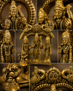 Brass Ram Darbar Idol with Lord Ram, Sita, Lakshman and Hanuman - Image 3