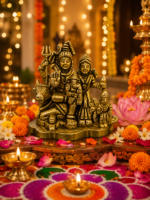 Brass Shiv Parivar Idol with Shiva, Parvati, Ganesh, Kartikeya and Nandi - Image 8