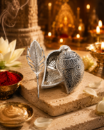 Peacock Feather Roli Chawal Tilak Box with Applicator