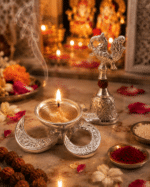 Peacock Bell and Om Diya Pooja Set - Image 6