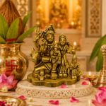 Brass Shiv Parivar Idol with Shiva, Parvati, Ganesh, Kartikeya and Nandi