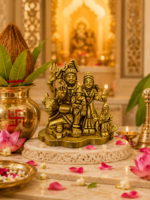Brass Shiv Parivar Idol with Shiva, Parvati, Ganesh, Kartikeya and Nandi