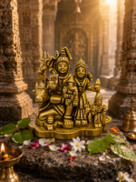 Brass Shiv Parivar Idol with Shiva, Parvati, Ganesh, Kartikeya and Nandi - Image 3