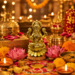 Brass Goddess Lakshmi Idol on Lotus Base