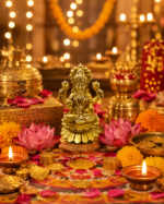 Brass Goddess Lakshmi Idol on Lotus Base