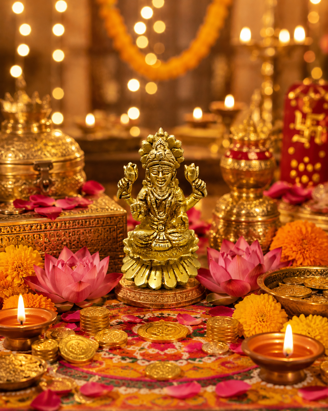 file_0000000057e872088c4df5ef2754d01b Brass Goddess Lakshmi Idol on Lotus Base - Image 1