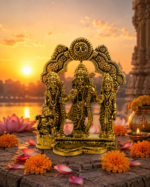Premium Brass Ram Darbar Idol with Decorative Temple Arch - Image 3