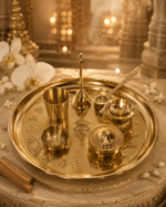 Brass Om Complete Pooja Thali Set with Diya, Bell, Kalash and Ritual Accessories - Image 3