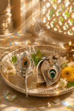 Decorative Roli Chawal Box with Peacock Tilak Stick - Image 5