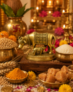 Brass Kamdhenu Cow and Calf Idol for Vastu & Prosperity