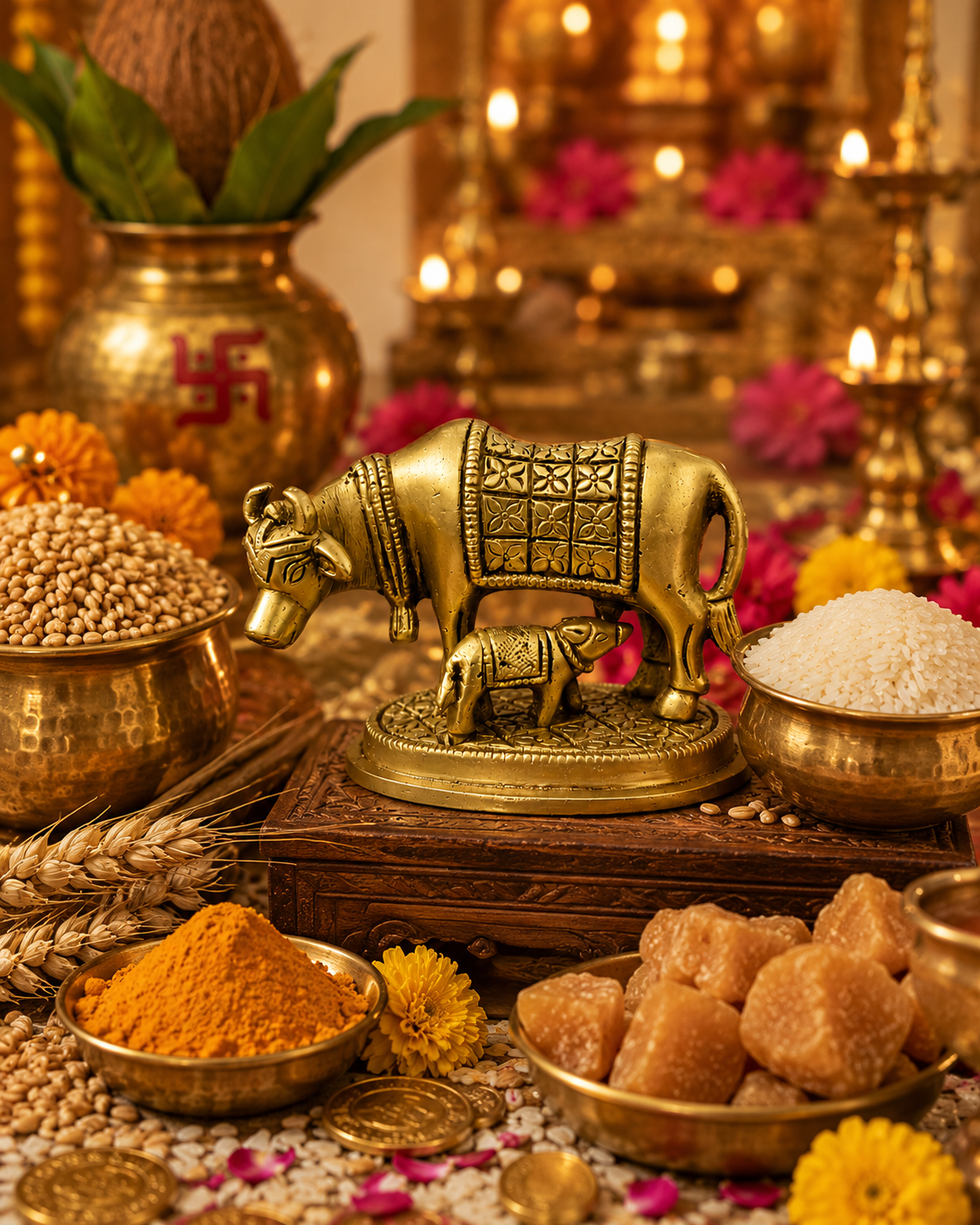 file_0000000060c471faab662a63fdbfac55 Brass Kamdhenu Cow and Calf Idol for Vastu & Prosperity - Image 1