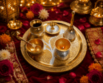 Gold Silver Complete Pooja Thali Set with Kalash, Bell, Diya and Accessories - Image 2