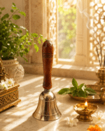 Brass Bell with Carved Wooden Handle - Image 4