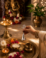 Silver Om Rudraksha Pooja Bell / Om Aarti Ghanti for Home Mandir - Image 4