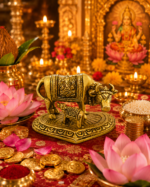 Brass Kamdhenu Cow and Calf Idol with Ganesh Design - Image 5