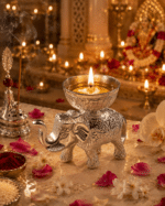 Silver Elephant Diya / Tealight Candle Holder for Home Décor and Pooja - Image 2