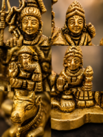 Brass Shiv Parivar Idol with Shiva, Parvati, Ganesh, Kartikeya and Nandi - Image 7