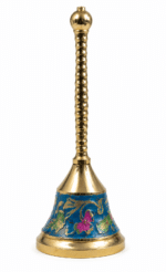 Blue Enamel Brass Pooja Bell with Floral Design - Image 6