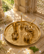 Brass Om Complete Pooja Thali Set with Diya, Bell, Kalash and Ritual Accessories