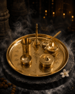 Brass Om Complete Pooja Thali Set with Diya, Bell, Kalash and Ritual Accessories - Image 2