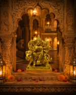 Brass Goddess Durga Idol on Lion / Sherawali Mata Murti - Image 10