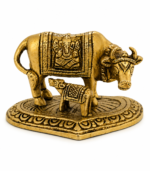 Brass Kamdhenu Cow and Calf Idol with Ganesh Design - Image 7