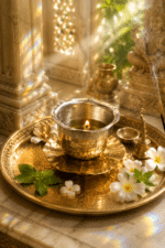 Lotus Shape Hammered Brass Diya Bowl - Image 5