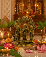 Premium Brass Ram Darbar Idol with Decorative Temple Arch