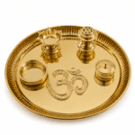 Brass Om Aarti Thali Set with Diya, Incense Holder and Containers - Image 2