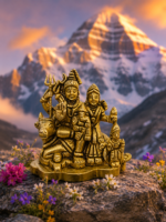 Brass Shiv Parivar Idol with Shiva, Parvati, Ganesh, Kartikeya and Nandi - Image 6
