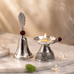 Diya and Leaf Handle Bell Pooja Set