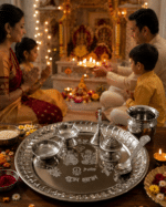 Shubh Labh Pooja Thali Set with Kalash, Diya, Bell, Incense Holder and Spoon - Image 4